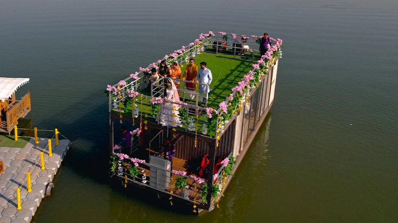 Bride’s royal entry by boat